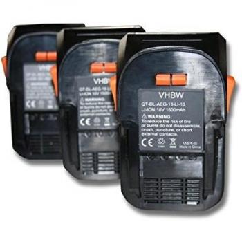 Vhbw 3x Batteries AEG BBH 18 Li-402C