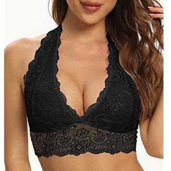 Reggiseno senza ferretto con coppe imbottite rimovibili in pizzo floreale