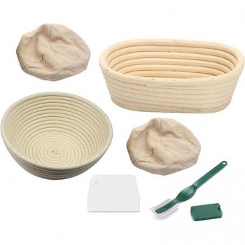 Banneton Bread Proofing Set with Removable Liner and Scraper, 6 Pieces