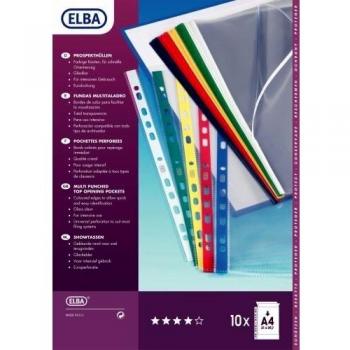 Pochettes Perforate A4 Elba con Bordi Colorati in Polypro 0.09 mm