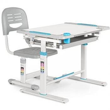 Set bureau scolaire Blumfeldt Tommi XL – Chaise et table bleu, hauteur variable