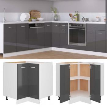 Armadio Angolare in Truciolato Grigio Lucido 75,5x75,5x80,5 cm