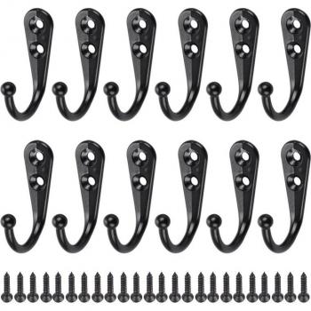 Retro-Style 12-Pcs Mini Coat Hooks for Hanging Hats, Bags, and More