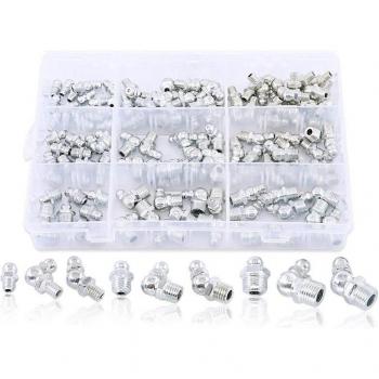 Juego de bocas de grasa, kit métrico Zerk, 123 piezas (M6 M8 M10)