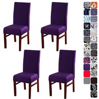 Hotel‑Ready Purple Chair Covers – 4 Set