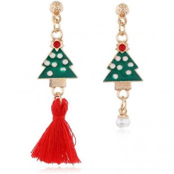 Pendientes de navidad con adornos de bola de pelo