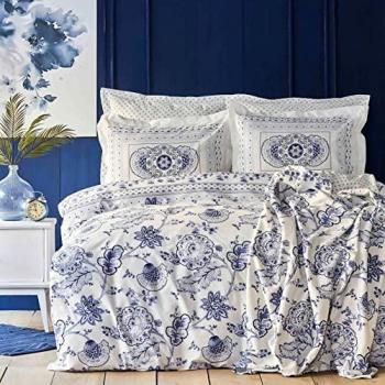Karaca Home Amar Blue Bettwäsche Set mit Kissenbezügen 50 cm x 70 cm