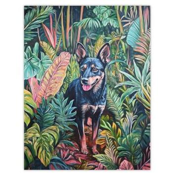 Exotic Kelpie Dog Lover Art – Green, 24x32