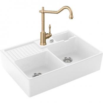 Evier Villeroy & Boch Timbre d'office 2 bacs + Robinet de cuisine Avia 2.0 Or Mat