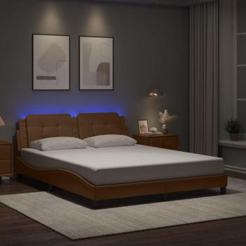VidaXL LED-Bettgestell Zadar in Cappuccino-Braun, 160×200 cm, Matratze nicht enthalten