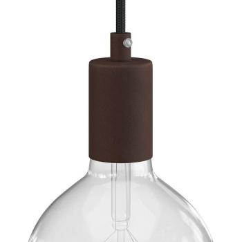 Cilindro Portalampada E27 in Metallo, Colore Ruggine Scura – Kit Completo