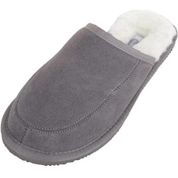 Men’s Grey Open‑Back Suede Wool Mules – Jesse Collection, 9