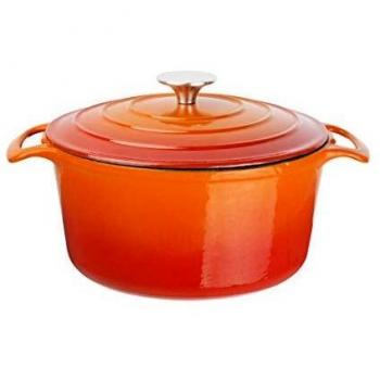 Vogue Round Orange Cast Iron Casserole Dish 4Ltr 125X235mm