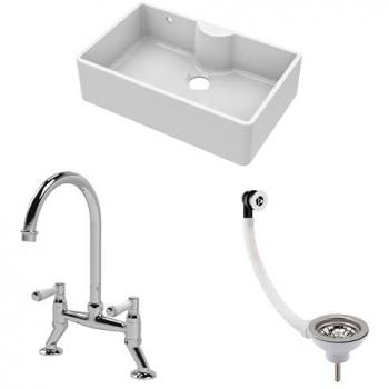 Chrome Fireclay Butler Sink Bundle