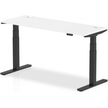 Air Electric Height Adjustable Sit Stand Desk 1600 x 800mm White Top Black Leg