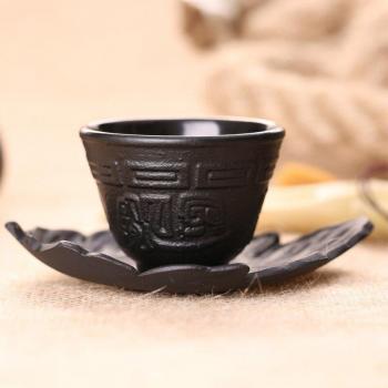 Traditional Japanese Iron Tea Cup and Saucer