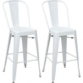 Tabouret de bar métal blanc avec dossier