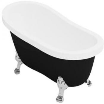 Vasca da bagno con piedi leone 200L 145x74x77cm Nero opaco