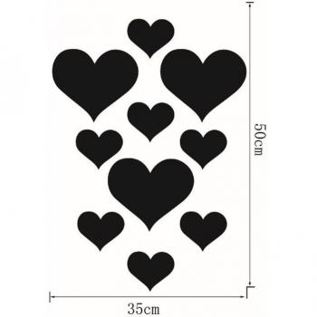 Decoración de Pared 3D Corazón, 10 Pegatinas de Espejo
