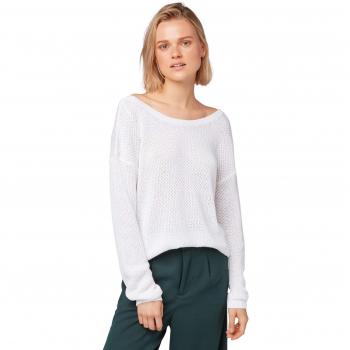TOM TAILOR Denim‑Strickjacke “Deep Back” in Off White, Größe M