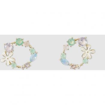 Pendientes Flor Iris con circonitas brillantes y nácar