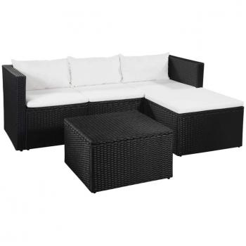 VidaXL Set Divani da Esterno 10 pz in Polyrattan Nero e Crema