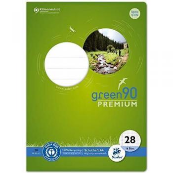 Staufen Schulheft Green A4 kariert mit Rand Lineatur 28 16 Blatt