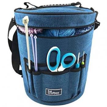 BeCraftee Artisan Knitting Backpack – Spacious Craft Bag w/ 7 Pockets, Handle & Shoulder Strap