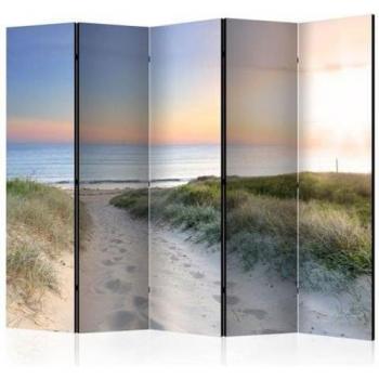 Room Divider 5‑teilig „Morning Walk on the Beach II – Meeresbrise“
