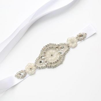 Ceinture de Soirée Bal en Cristal Satin Strass