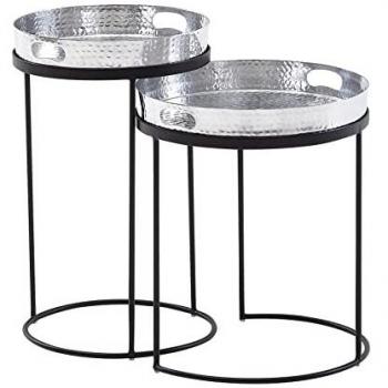Beistelltisch 2er-Set. silber Metall B/H/T: ca. 38x45x38 cm