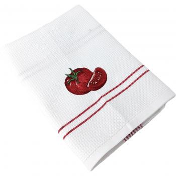 Panno nido d'ape con ricamo pomodoro 50x70 cm rosso