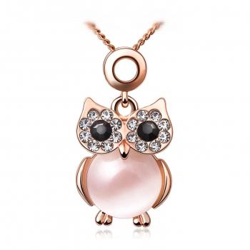 Collier ATEIELLI Hibou avec Opales et Cristaux