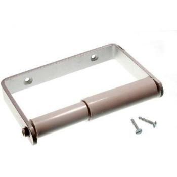 Brushed Aluminium Toilet Roll Holder with Screws and White Roller