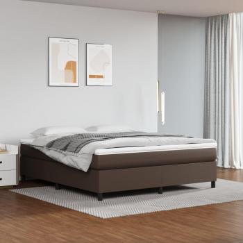 Estructura de cama sin colchón cuero sintético marrón 180x200 cm