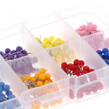 Assorted Push Pins with Round Plastic Heads and Steel Points