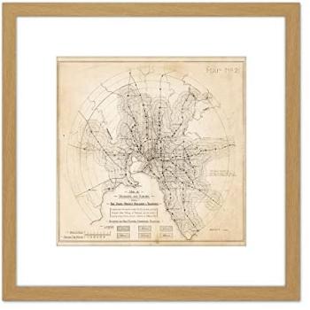Melbourne 1922 Tramway Masterpiece – MMTB Map, 8x8” Square Wooden Mount