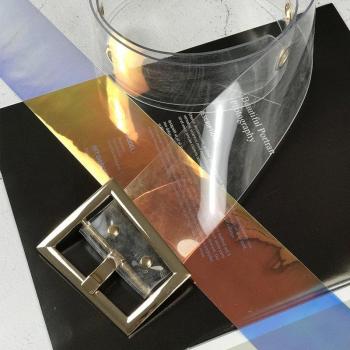 Correa Trapezoidal Transparente con Detalle Dorado