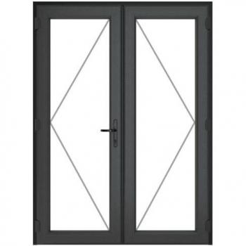 Crystal uPVC Grey Left Hand Clear Double Glazed French Door 1490 x 2090mm