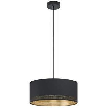E27 3×40W Black with Gold Shaded Pendant – Fabric Bulb