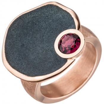 JOBO Damenring 925 Sterling Silber rotgold vergoldet 1 Rhodolith Größe 58