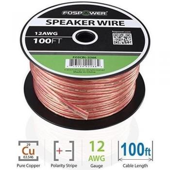 Cables para altavoces FosPower 30 m 12AWG – Cobre desnudo, chaqueta blanca, etiqueta roja