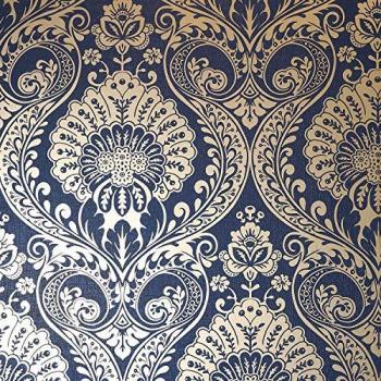 Luxe Navy Gold Wallpaper