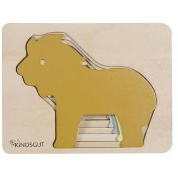 Puzzle Animaux Lion Naturel en Bois