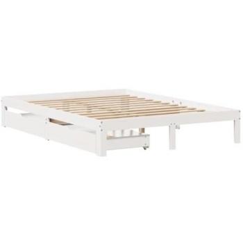 Estructura de cama con cojines madera de pino blanca 140x190 cm Vidaxl