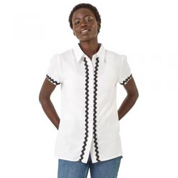 Romanic Linen Mix with Ric Rac Detail Shirt