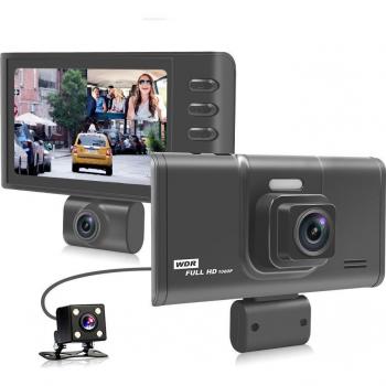 ELRVIKE Three Channel Vehicle Dash Cam DVR