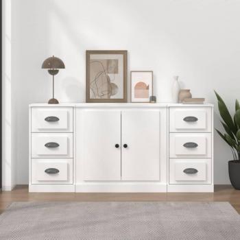 VidaXL 3-Piece Sideboard Set in White Engineered Wood