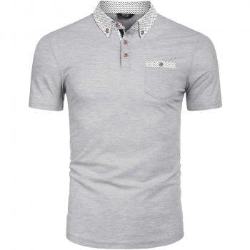 Herren Poloshirt COOFANDY Slim Fit – Klassisch, Kurzarm, Grau, XXL