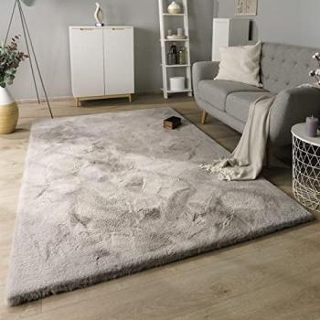 Tappeto Soffice Shaggy 200x290 cm Grigio Imitazione Pelliccia di Coniglio